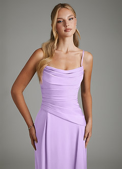 Azazie Gabriela Bridesmaid Dresses Lilac A-Line Corset Stretch Satin Dress image3