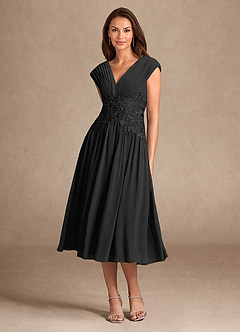 Azazie Hudson vestidos de madre de la novia Vestido de Negro de Encaje de Corte En A image3