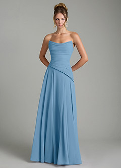 Azazie Gabriela Bridesmaid Dresses Steel Blue A-Line Corset Chiffon Dress image7