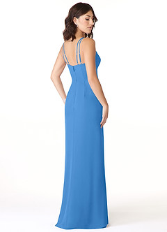 Azazie Leo Bridesmaid Dresses Blue Jay Mermaid V-Neck Pleated Chiffon Dress image4