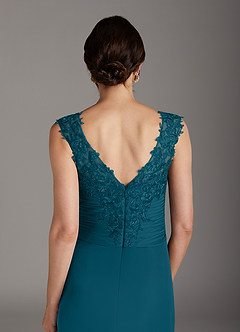 Azazie Edelin Abiti per la Madre della Sposa Abito A-Line in Maglia Scollo a Cuore Plissettato Blu Inchiostro image7