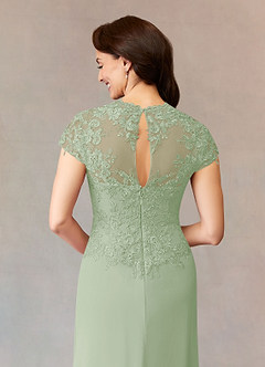 Azazie Junie Mère de la mariée Robes Robe Trapèze en Mousseline de soie Dentelle Vert Sauge image10