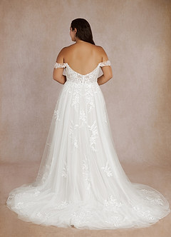 Azazie Wendie Robes de mariée Robe Trapèze en Tulle Paillettes Blanc De Diamant image11