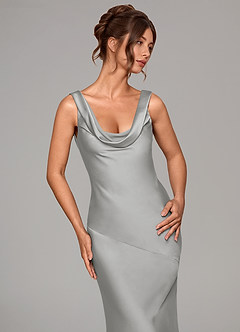 Azazie Rylina Bridesmaid Dresses Silver Mermaid Stretch Satin Dress image6