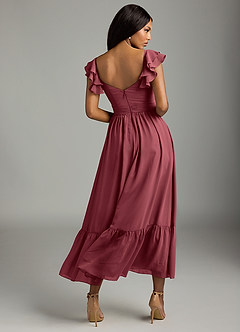 Azazie Anaya Bridesmaid Dresses Merlot A-Line Pleated Chiffon Dress image5
