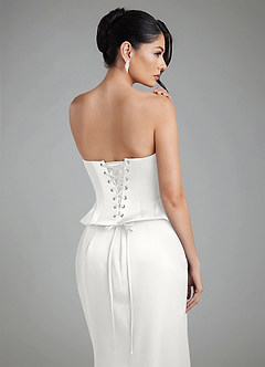 Azazie River Bridesmaid Dresses White Sheath Corset Stretch Satin Convertible Dress image16