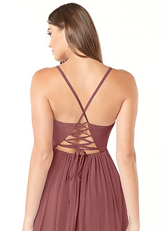 Azazie Aaida Brautjungfernkleider A-Linie Korsett Chiffon Kleid Amethyst image3