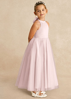 Azazie Bev Blumenmädchenkleider A-Linie Cabrio Tüll Kleid Zartrosa image8