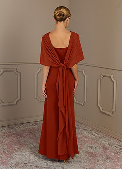 Azazie Dion Mother of the Bride Dresses Rust Sheath Scoop Stretch Crepe Dress image6
