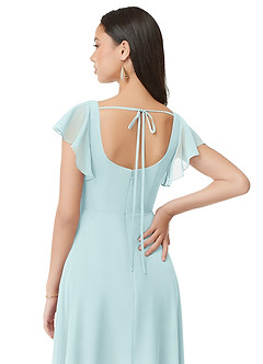 Azazie Bondi Bridesmaid Dresses Sea Glass A-Line Ruched Chiffon Dress image2