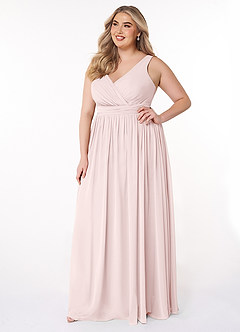 Azazie Kora Bridesmaid Dresses Blushing Pink A-Line Pleated Chiffon Dress image9
