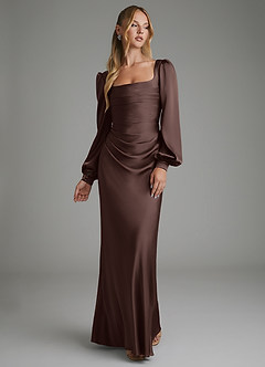 Azazie Brianna Brautjungfernkleider Meerjungfrau-Linie Korsett Stretch-Satin Kleid Ganache image1