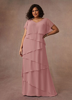 Azazie OHara Mother of the Bride Dresses Dusty Rose A-Line V-Neck Chiffon Dress image12