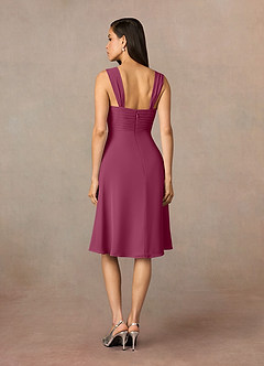 Azazie Olivia Mother of the Bride Dresses Mulberry A-Line Square Neckline Pleated Chiffon Dress image5