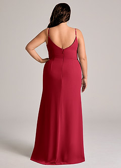 Azazie Deandra Brudtärnklänningar Klä av Sjöjungfru i Chiffong Plisserad Scharlakansrött image8