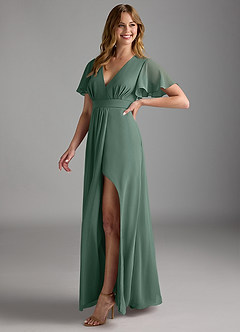 Azazie Zaniah Bridesmaid Dresses Sea Moss A-Line Chiffon Dress image5