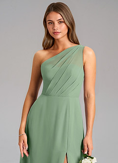 Azazie Phaedra Bridesmaid Dresses Matcha A-Line One Shoulder Chiffon Dress image8