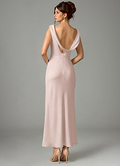 Azazie Kieryn Bridesmaid Dresses Blushing Pink Mermaid Pleated Stretch Satin Dress image5
