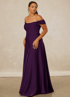 Christian Siriano Bridal for Azazie 1002 Bridesmaid Dresses Grape A-Line Off the Shoulder Stretch Satin Convertible Dress image12