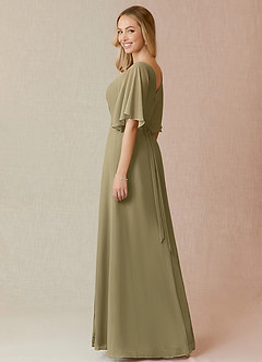 Azazie Cierra Bridesmaid Dresses Moss Green A-Line V-Neck Chiffon Dress image5