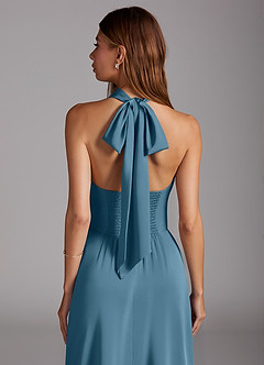 Azazie Myra Bridesmaid Dresses Bermuda A-Line Side Slit Stretch Satin Dress image2