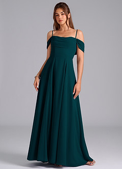 Azazie Almina Bridesmaid Dresses Pine A-Line Off the Shoulder Chiffon Convertible Dress image4