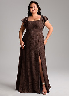 Azazie Bondi Brudepigekjoler En streg Sideslids Blomsterudbrændthed Gulv-længde Kjole image10