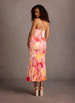 Nidia Pink Sunset Print Midi Dress image2