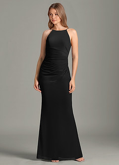 Azazie Sorcha Bridesmaid Dresses Black Mermaid Pleated Mesh Dress image3