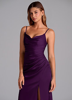 Azazie Claudelle Suknie dla druhen Syrena Bez ramiączek Satyna elastyczna Do ziemi Sukienka image2