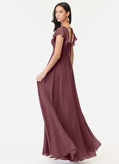 Azazie Bondi Bridesmaid Dresses Sangria A-Line Ruffled Chiffon Dress image5