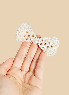 front Pearl Bow Barrette