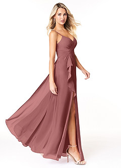 Azazie Emerald Bridesmaid Dresses Amethyst A-Line Ruffled Chiffon Dress image2