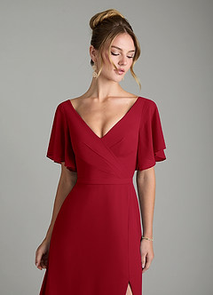 Azazie Ambrosia Robes de demoiselle d'honneur Robe Trapèze en Mousseline de soie Plissée Écarlate image3