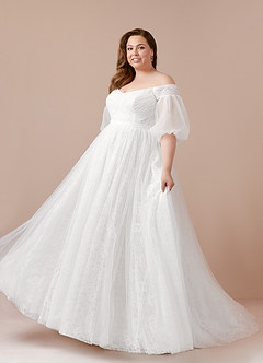 Azazie Vendela Wedding Dresses Diamond White Ball-Gown Sequins Tulle Dress image8