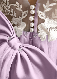 Azazie Mixie Flower Girl Dresses Frosted Lilac Ball-Gown Lace Dress image8
