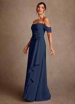 Azazie Amherst vestidos de madre de la novia Vestido de Azul Marino Oscuro de Gasa de Corte en A con Vestidos sin tirantes image4