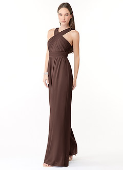 Azazie Berdie Bridesmaid Dresses Ganache Halter Chiffon Jumpsuit image3