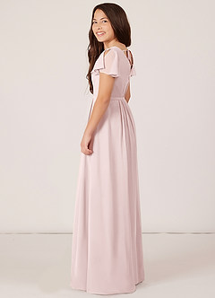 Azazie Peony Junior Blushing Pink A-Line Pleated Chiffon Dress image5