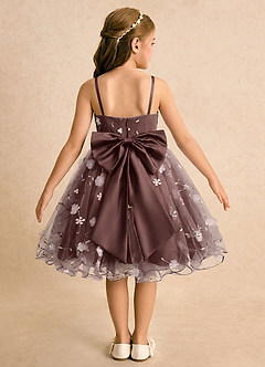 Azazie Junebug Abiti da Ragazza di Fiori Abito Principessa in Tulle Spalline Sottili Espresso image1
