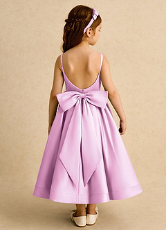 Azazie Babs vestidos de niña de las flores Vestido de Rosa Caramelo de Satin Mate de Princesa con Plisado image6