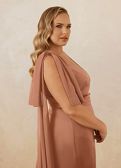 Christian Siriano Bridal for Azazie 1011 Kleider zum Anprobieren zu Hause Meerjungfrau-Linie Schleifen Stretch-Satin Kleid Bronzer image18