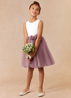 Azazie Loulou Flower Girl Dresses A-Line Sleeveless Tulle Knee-Length Dress image3