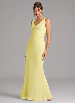 Azazie Rylina Bridesmaid Dresses Lemon Sorbet Mermaid Pleated Chiffon Dress image4