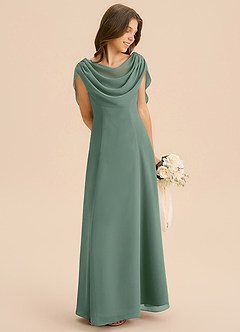 Azazie Lambie Junior Vestido de Eucalipto de Gasa de Corte en A con Plisado image5