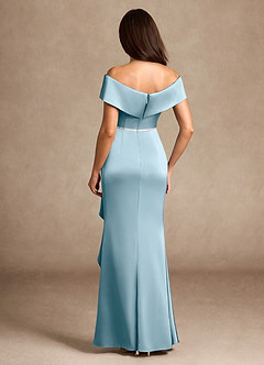 Azazie Dareia Kleider für die Brautmutter Meerjungfrau-Linie Schulterfrei Stretch-Satin Kleid Stimmungsvolles Blau image5