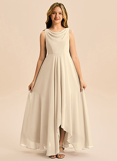 Azazie Mannie Junior Linia A Pofałdowany Szyfon Asymetryczny Młodsza druhna Sukienka image6