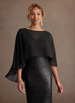 Azazie Marlene Mother of the Bride Dresses Black Column Metallic Knit Dress image6