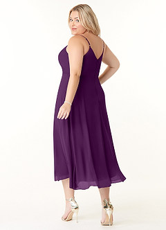 Azazie Clarissa Bridesmaid Dresses Grape A-Line V-Neck Chiffon Dress image10