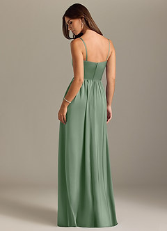 Azazie Calianna Bridesmaid Dresses Matcha A-Line Off the Shoulder Stretch Satin Convertible Dress image2